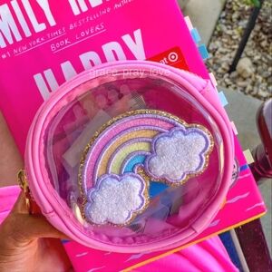 Stoney Clover Lane Pink Round Circle Pouch with Rainbow Patch